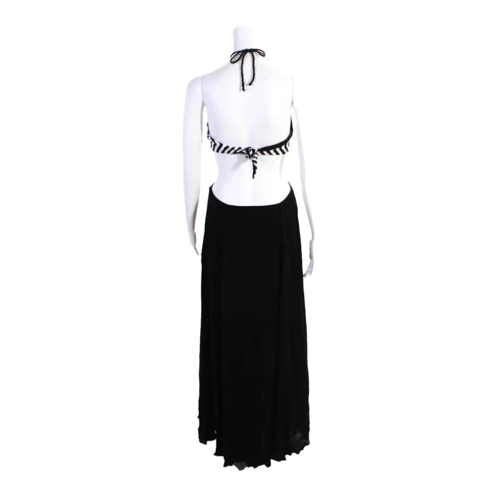 NWT MARA HOFFMAN Crochet Cutout Halter Maxi Dress Black White Medium Swim - Picture 12 of 14